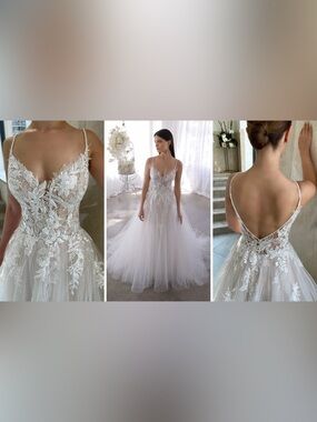 Blue by Enzoani Designer OLEESA-D Wedding Dress Size 14 Unaltered Ivory Nude